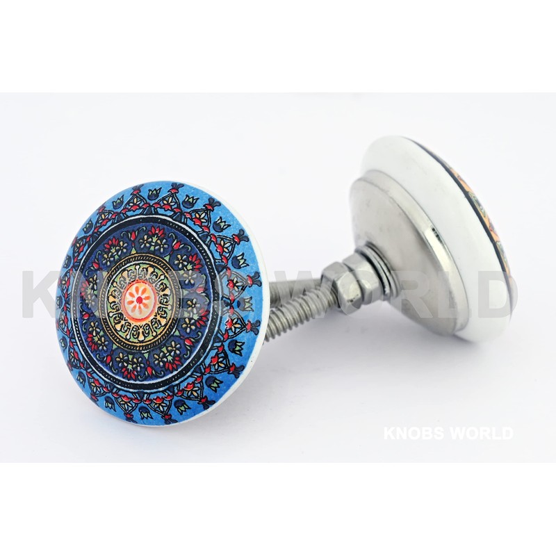 KNOBSWORLD 10 x Mix Vintage Look Flower Ceramic Knobs Door