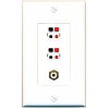 RiteAV 2 Port Speaker Wire Plug Jack Wall Plate+RCA for Subwoofer 1 Gang [White]