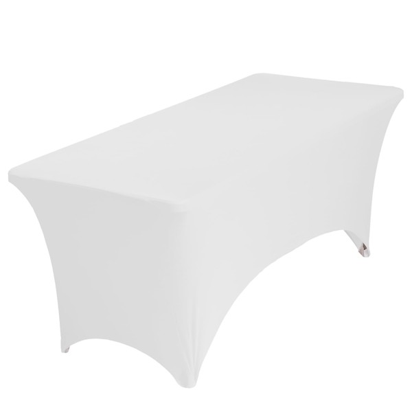 Spandex Table Covers 6FT 1Pc White Stretch Fitted Table Cloth