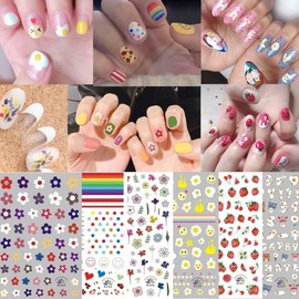 [Overseas] Children's nail tips, elegant style nail stickers, elegant flower children's nail stickers, nail sticker decoration, daughter, free size/R 265 HyunA Wind Rainbow 30ea