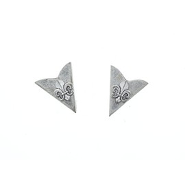 HHH Designs Antique Silver Collar Tips - Western Collar Stays - Silver Finish Flur De Lis Tips for Men and Women - Made in USA