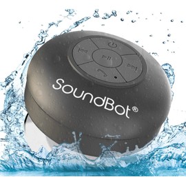 Soundbot SB510 HD Waterproof Bluetooth Shower Wireless Speaker with Speakerphone, Mic, 6-Hour Playtime, Control Buttons & Suction Cup, Powerful Sound Ideal for Bathroom, Travel, or Outdoors (Black)