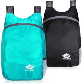 2 Piezas Mochila para Acampar Plegable, Mochila Ligera y Compactaje, 22 L Gran Capacidad, Tamaño de La Palma de La Mano, Tirantes Transpirables, Ideal para Exteriores