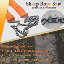 HOMEE 4Pcs Pocket Chainsaw Set with Firewood Puller,Gloves and Storage Bag,26 inches Rope Saw,11 Teeth Folding Chain Hand Saw for Outdoor Survival Camping Hunting Tree Cutting Emergency Tools