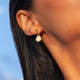 Kleine Roségold Creolen mit Anhänger • 18k vergoldete Edelstahl Ohrringe mit Charm in hellgelb zum Wechseln • nickelfrei & wasserfest • MIX AND MATCH • Ø 12 mm