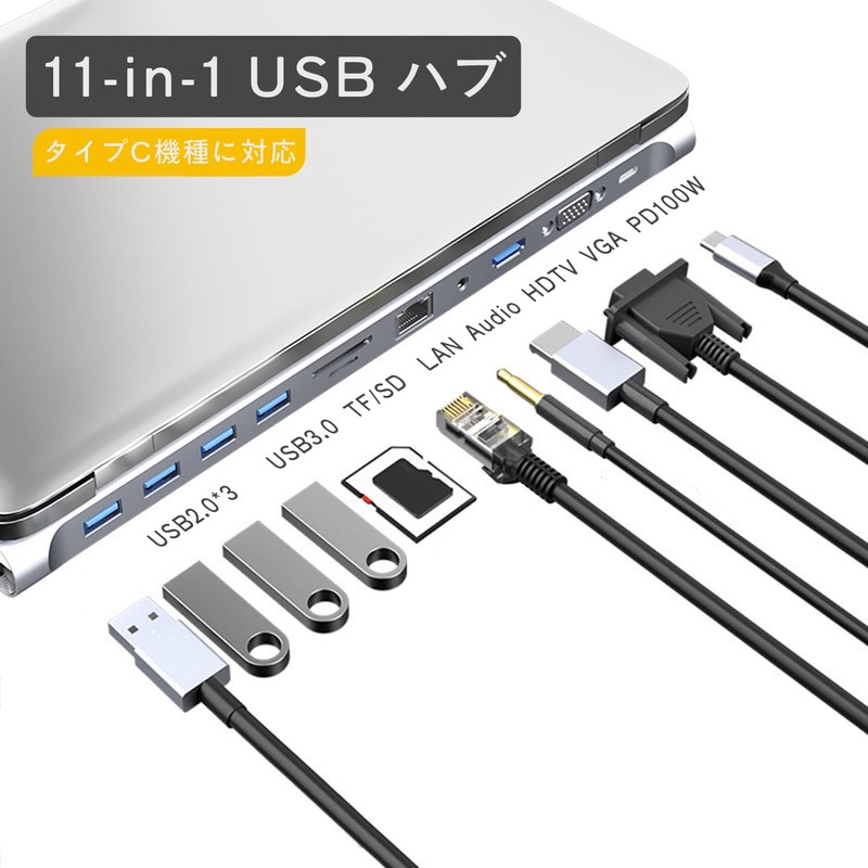 Macbook Hub 11-in-1 Type-C Laptop Stand, SD Card Reader, PD100W
