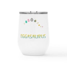 CafePress Happy Easter Eggasaurus Can Insulated Wine Tumbler 12 oz