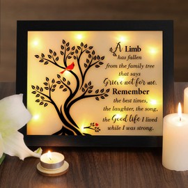 Fabuday LED Shadow Box - Modern LAMP, Wood Material, Fallen Limb Color, Sympathy Gift for Loss of Loved One