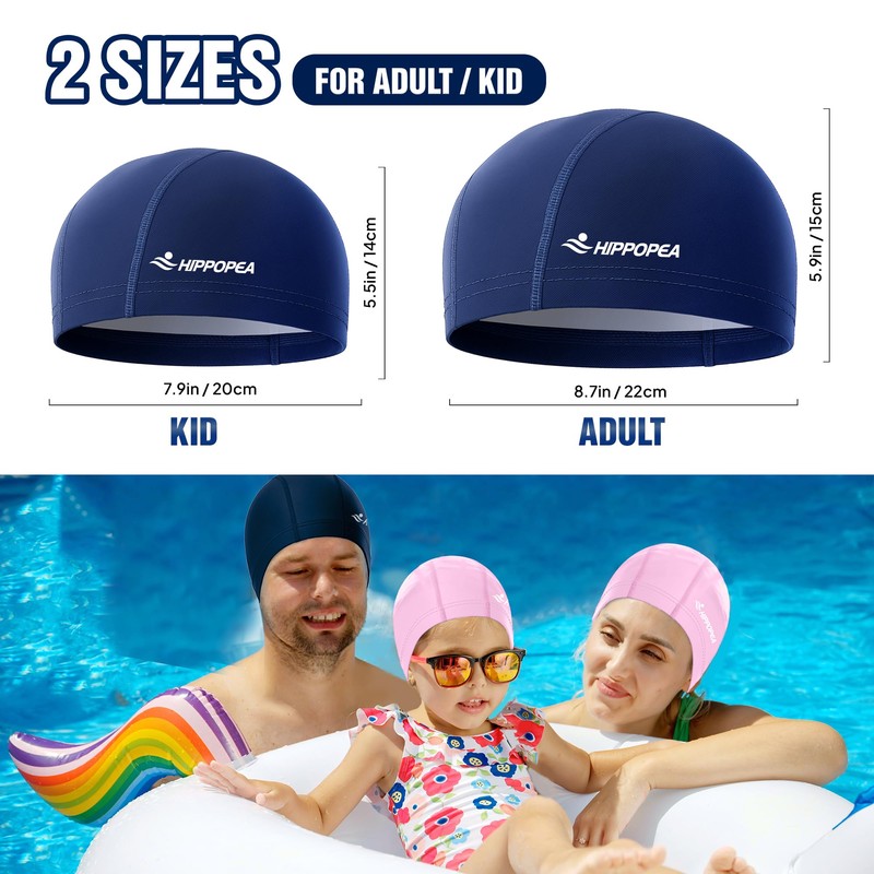 HIPPOPEA Fabric Swim Cap for Adult Women & Men, High