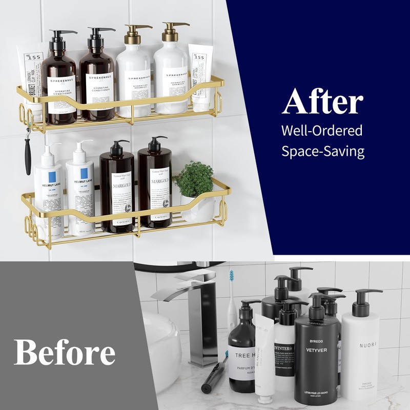Kitsure Shower Caddy Large - Adhesive Shower Organizer, Stainless Steel