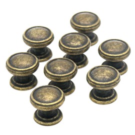 LXZ 8 PCs Vintage Antique Brass Knobs - Mushroom-Shaped Pull Handles - Distressed Antique Brass Knob Pulls, Head Diameter 1-in (25 mm) & Height 0.9-in (22 mm)