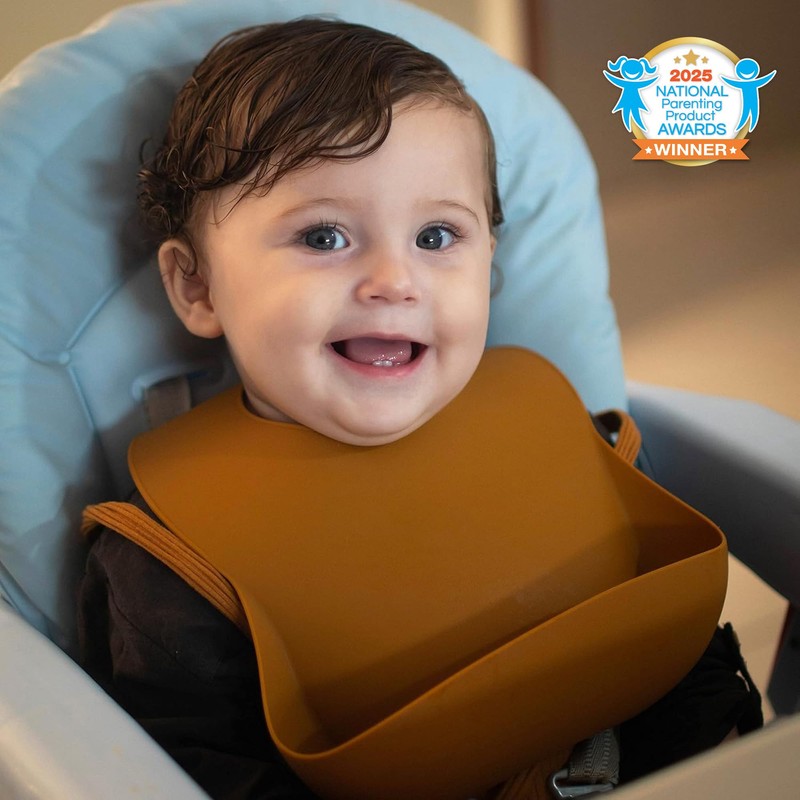 Moonkie Silicone Baby Bibs Set of 3, BPA Free Waterproof