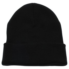 CUFFED PLAIN SKULL BEANIE HAT / CAP | Winter Unisex Knit Hat Toboggan For Men & Women | Unique & Timeless Clothing Accessories By Top Leve, Black