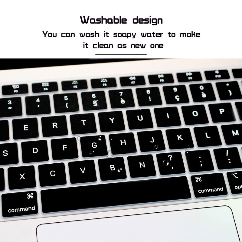 HRH French AZERTY Language Silicone Keyboard Cover Skin for MacBook