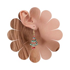 Andelaisi Boho Christmas Tree Earrings Gold Colorful Enamel Tree Dangle Earrings Green Christmas Tree Drop Hook Earrings Vintage Christmas Tree Dangle Drop Earrings Jewelry for Women Christmas Gifts