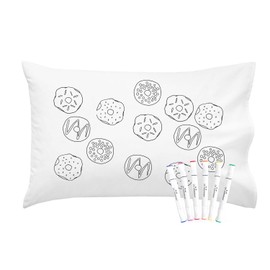 Oh, Susannah Donut Coloring Pillowcase Kit (1 Pillow Cover 20 by 30 Inches) with Permanent Fabric Markers Included Kindergarten Color Your Own Pillow Cover Doodle Pillowcase