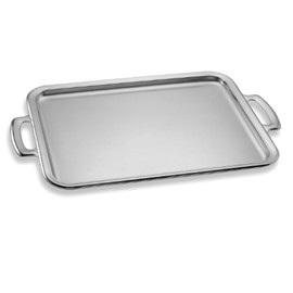 Motta Stainless Steel Rectangular Tray with Handles, 19.1 by 11.8-Inch, Europa