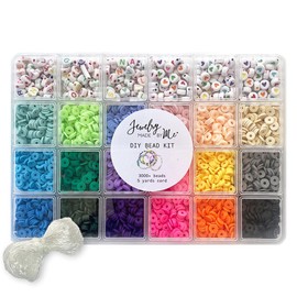 JEWELRY MADE BY ME Bold Brights Polymer Heishi and Letter Bead Box | Friendship Bracelet Making Kit | DIY Bracelet & Jewelry Crafts | Perfect Birthday & Christmas Gifts