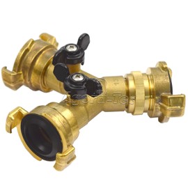 Agora-Tec Brass Y-Splitter with 2 Ball Valves Including 3 Removable Quick Couplings with 3/4 Inch Male / Female Thread
