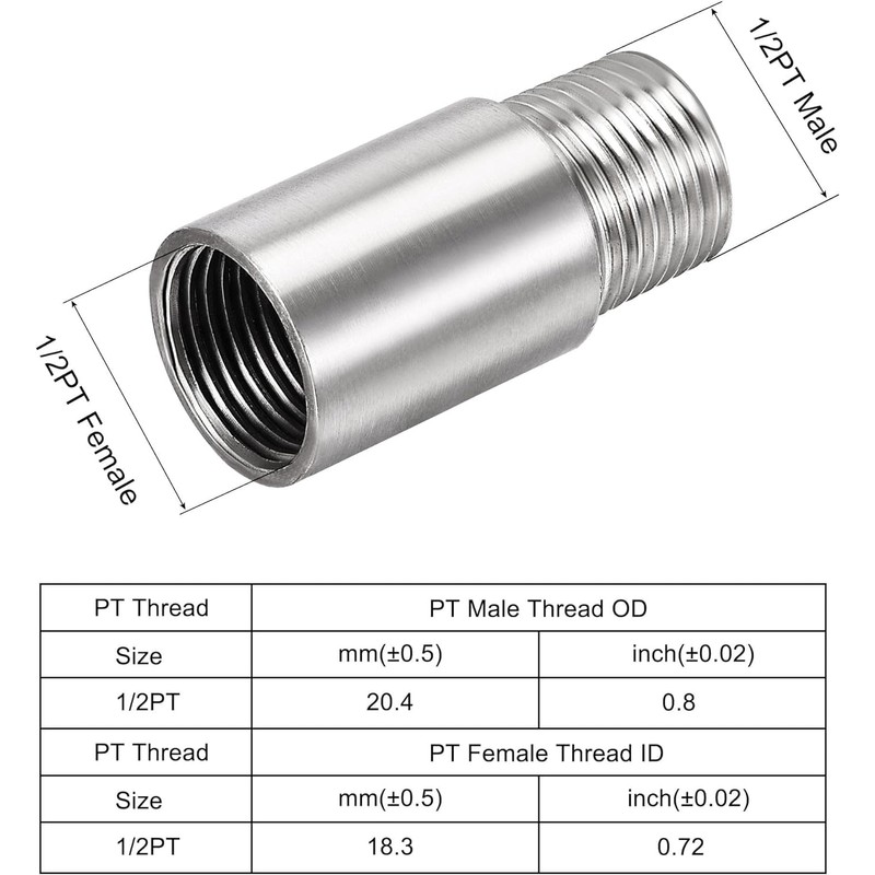 Awclub Shower Head Extension Arm, 2-Inch 1/2PT Male to 1/2PT