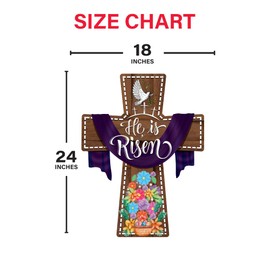 Voila Print Happy Easter Yard Sign Cutout - Easter Cross Yard Decorations for Happy Easter He is Risen Religious Yard Sign Decorations With Metal Stakes, VP4663