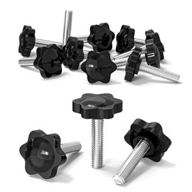 ORTAVA Pack of 10 Star Grip Screws, Screws with Handle M8 x 35 mm, Knurled Screw, Star Head Screw, Star Grip Nut, Clamping Knob for Machine Tools, Machine (Black)