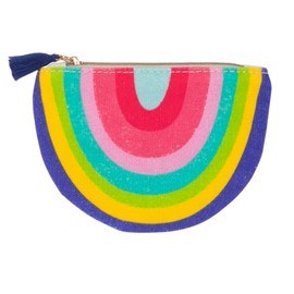 Draeger Paris Rainbow 100% Cotton Zip Wallet with Pom Pom 12 x 9.5 cm, multicoloured, Cotton Zip Wallet
