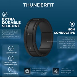 Anillo de boda de silicona para hombre, 7 anillos, 4 anillos o 1 anillo, bandas de compromiso de goma con patrón transpirable, 2.5 mm de grosor y 8.2 mm de ancho de ThunderFit, pistola de metal, plata, negro, gris oscuro, 5.5 - 6 (16.5mm)