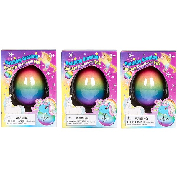 Master Toys & Novelties Surprise Growing Unicorn Hatching Rainbow Egg - Hatch and Grow for Easter Gifts, Baskets and Egg Hunts - Unicorn 3 Pack - Ages 3+