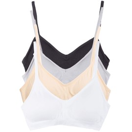 Kalon Women’s 4 Pack Demi Padded Bralette Wireless Comfortable Bra (S/M, Basics)