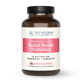 The Wellness Company Dental Health Probiotic - Bad Breath Cleanse, Mouth Microbiome Support, Fresh Teeth & Gums - 15 Billion CFU & Xylitol | 60 Chewable Tablets 1 Month Supply