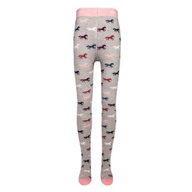 EWERS Children's Tights with Horse Motif, Cotton Tights for Girls, Made in Germany, gray