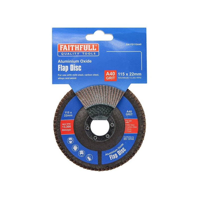 Faithfull Sanding Flap Disk Amuninium Oxide 40 Grit (Coarse) 115mm