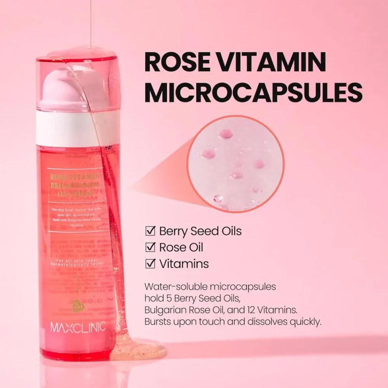 Maxclinic - Rose Vitamin Oil Foam - Limpiador Facial Coreano