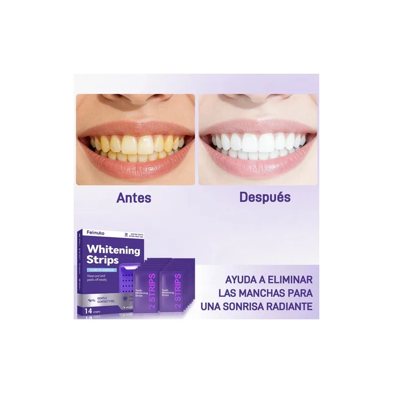 Tiras Blanqueadoras De Dentales Morados 14 Tratamientos