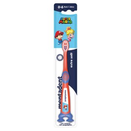 Mentadent Spazzolino Kids, Spazzolino Bambini 0-6 Anni, Personaggio a Sorpresa, Setole Morbide, Punte Sottili (0,01 mm), per Denti da Latte, Testina Piccola e Arrotondata e Ventose alla base