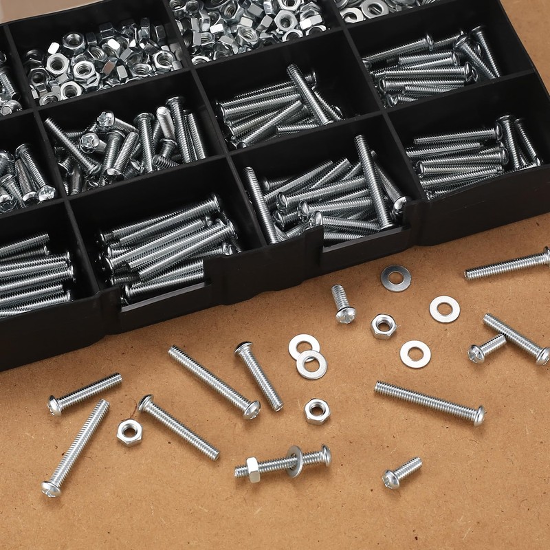 WUJIAQIU M4 Screws Set, 840 Pieces Rounded Head Screws Nuts