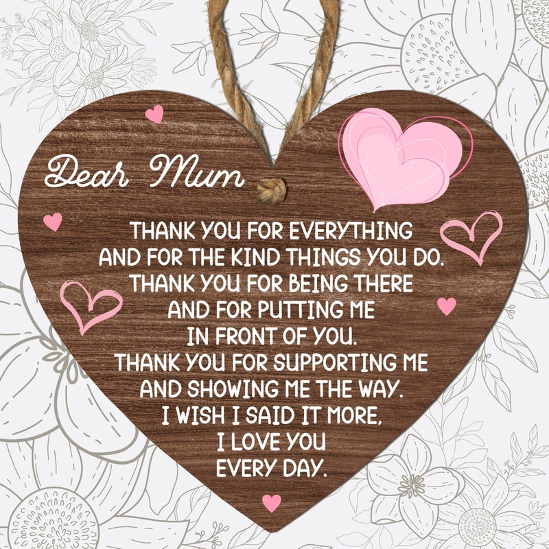 Wooden Heart Plaque Gift for Mum - Heartfelt Gift For