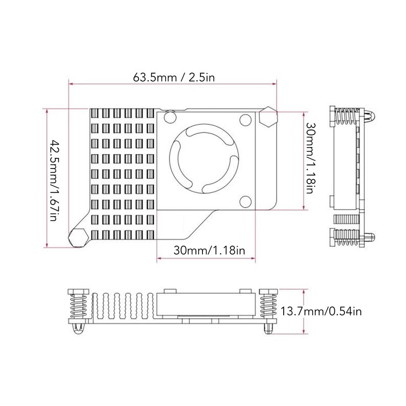 for Pi 5 Cooler Replacement Aluminium Alloy Temperature Controlled PWM