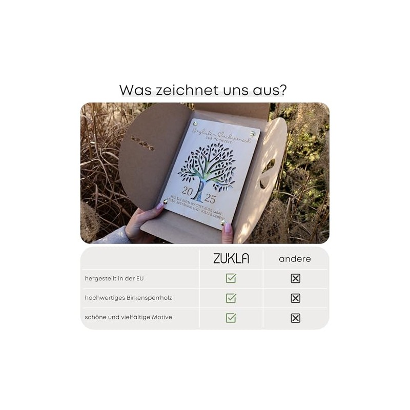 ZUKLA¬Æ Verpackung f√ºr Geldgeschenke zur Hochzeit mit Umschlag 20 x
