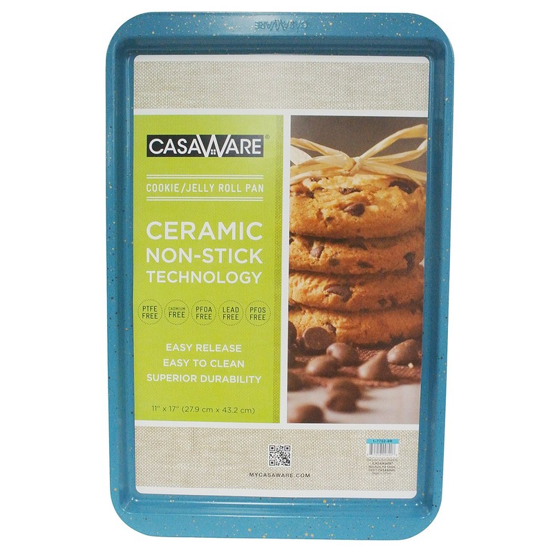 CasaWare Ceramic Coated NonStick Cookie/Jelly Roll Pan 11"x17" (Blue Granite)