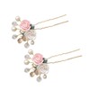 LALAFINA Crylic Flower Leaves Hair Stick 2pcs Retro Hair Chopstick