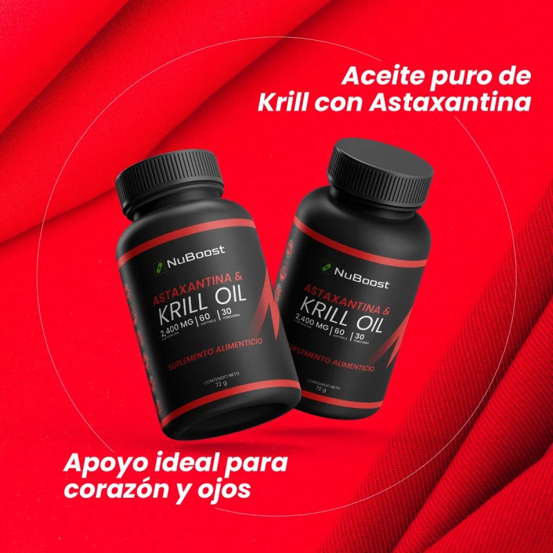 Omega 3 Krill Oil Con Astaxantina Nuboost 2000mg 60 Cápsulas