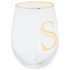 Mary Square Monogrammed S Gold Foil 16 ounce Glass Stemless