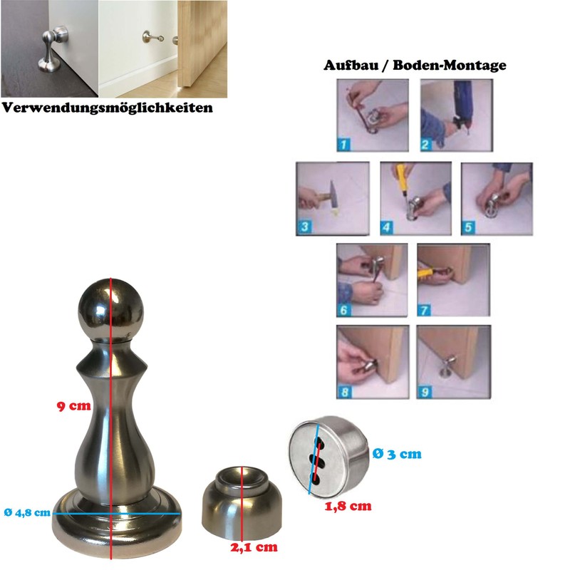 Magnetic Door Stop for Floor Mounting and Wall Mounting -