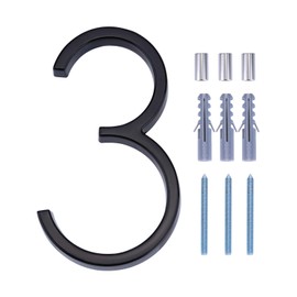 LUTER 5" Numery Adresu Domu Srebrne Numery Uliczne Pływające Numery Domów Numery Skrzynek Pocztowych Numery Drzwi Dla Numeru Domu (3, Black)