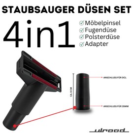 ULROAD Set Staubsaugerdüse Möbelpinsel Fugendüse Polsterdüse für Makita DCL184 DCL280 DCL180 DCL286 DCL286F DCL281F DCL284FZ DCL280FZ Ersatzteil Zubehör Staubsauger Möbelbürste Aufsatz Bürste