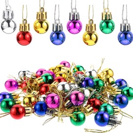 Pack of 50 Christmas Balls with Lanyard, 2 cm Ornaments for Christams Trees, Mixed Colour Ornaments Ball for Holiday and Party Decoration