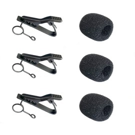 Luwigs 3pcs Lavalier Microphone Metal Tie Clips with 3pcs Lapel Mic Windscreen Foam Covers, Lapel Microphone Replacement Kit, Metal Lapel Mic Clips Sponge Cover Kit (6 Pack, 7.5mm)