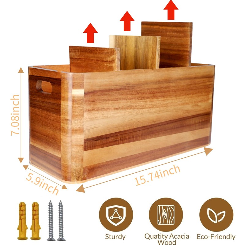 Wooden Kitchen Utensil Holder Organizer for Counter or Countertop, Large